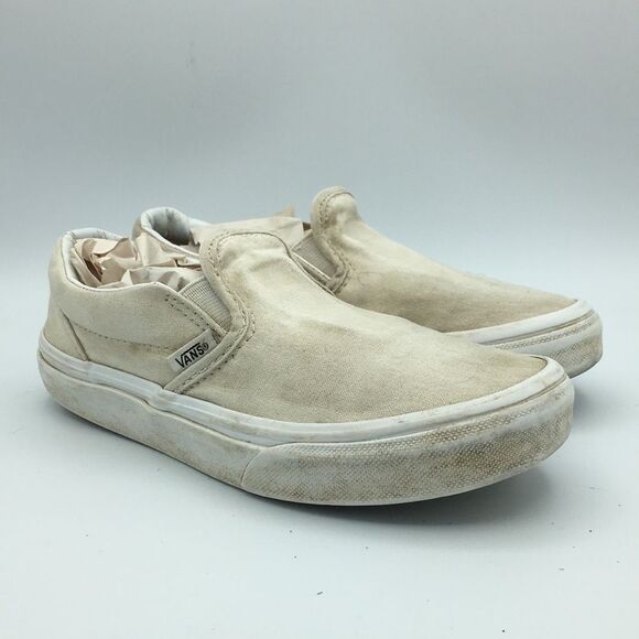 Vans White Stained Slip On Shoes US Kids 2.5 - Picture 1 of 8